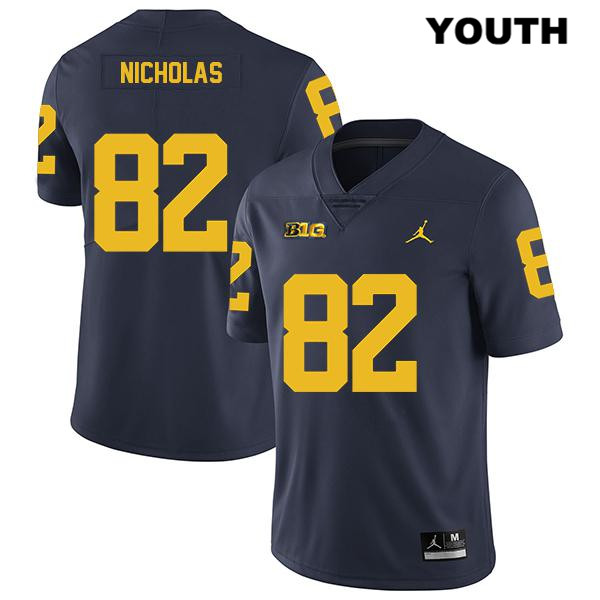 Youth NCAA Michigan Wolverines Desmond Nicholas #82 Navy Jordan Brand Authentic Stitched Legend Football College Jersey DO25S37ZA